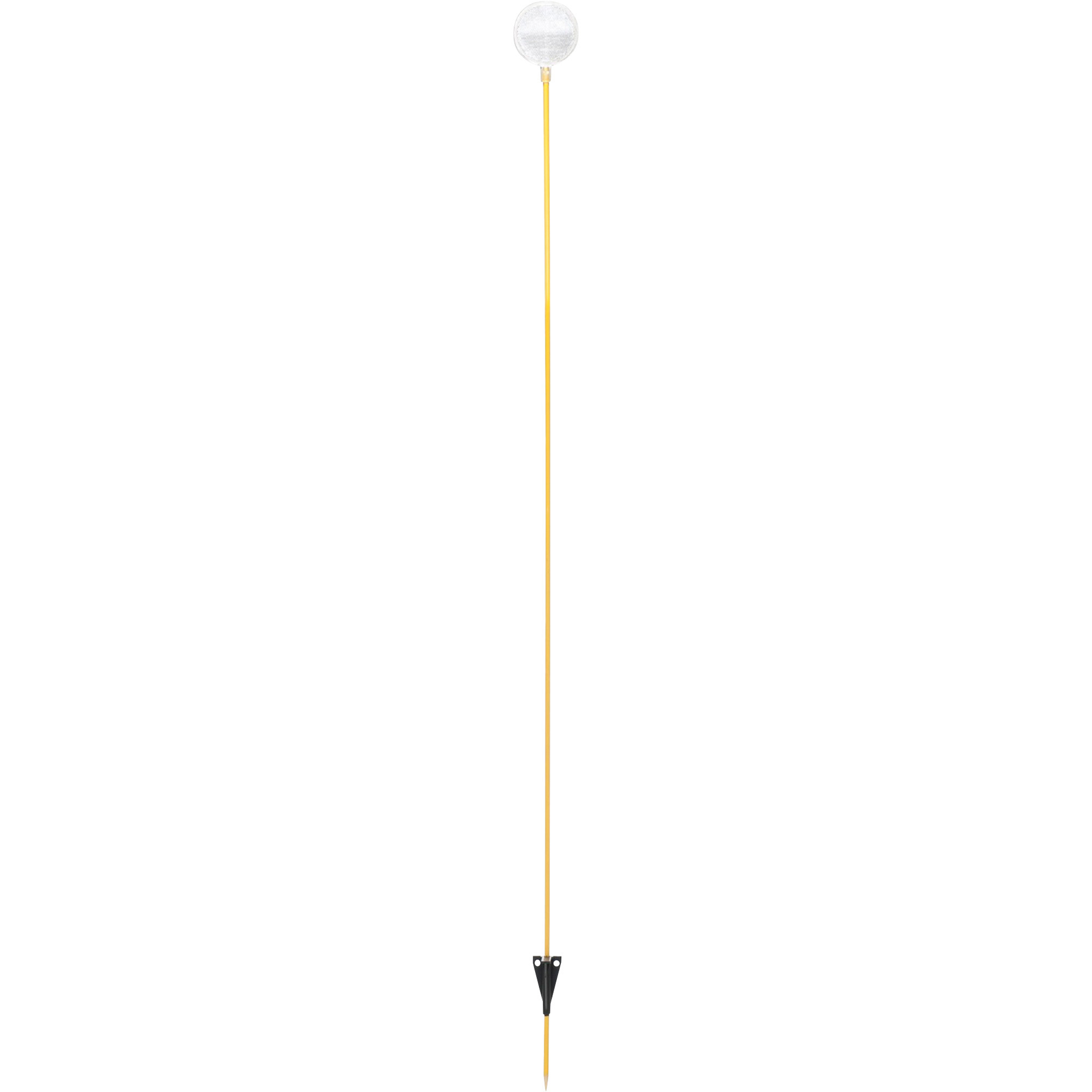 NuVue Driveway Marker, 58in.L Yellow Shaft with 3.33in. White/Clear Reflector Top